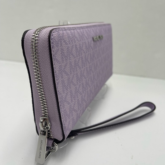 MICHAEL KORS Jet Set Large Signature Logo Continental Wallet Wristlet Phone NWT